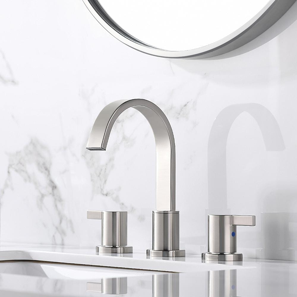 Brushed Nickel 2-Handle Widespread Bathroom Faucet with Drain Assembly