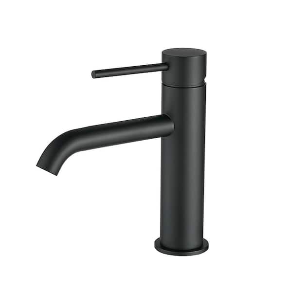 7.2 in. H Single Handle Single Hole Bathroom Faucet with Aerator in Black Stainless Steel