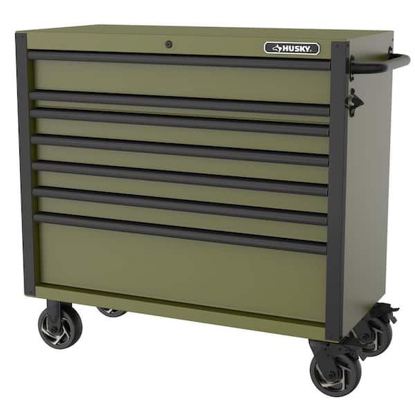 Heavy-Duty 42 in. W 7-Drawer Matte Army Green Rolling Tool Cabinet