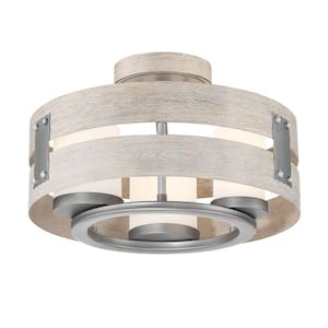 3-Light Grey Clear Glass Semi-Flush Mount and Pendant