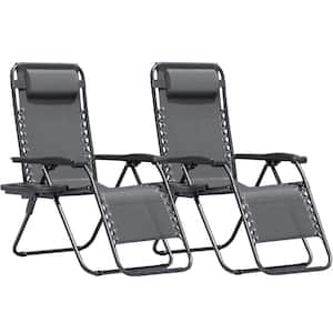 Tozey 2-Piece Black Zero Gravity Black Metal Lawn Chair Set