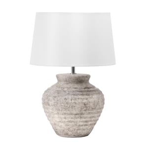 Fano 20 in. Antique White Ceramic Contemporary Table Lamp with Shade