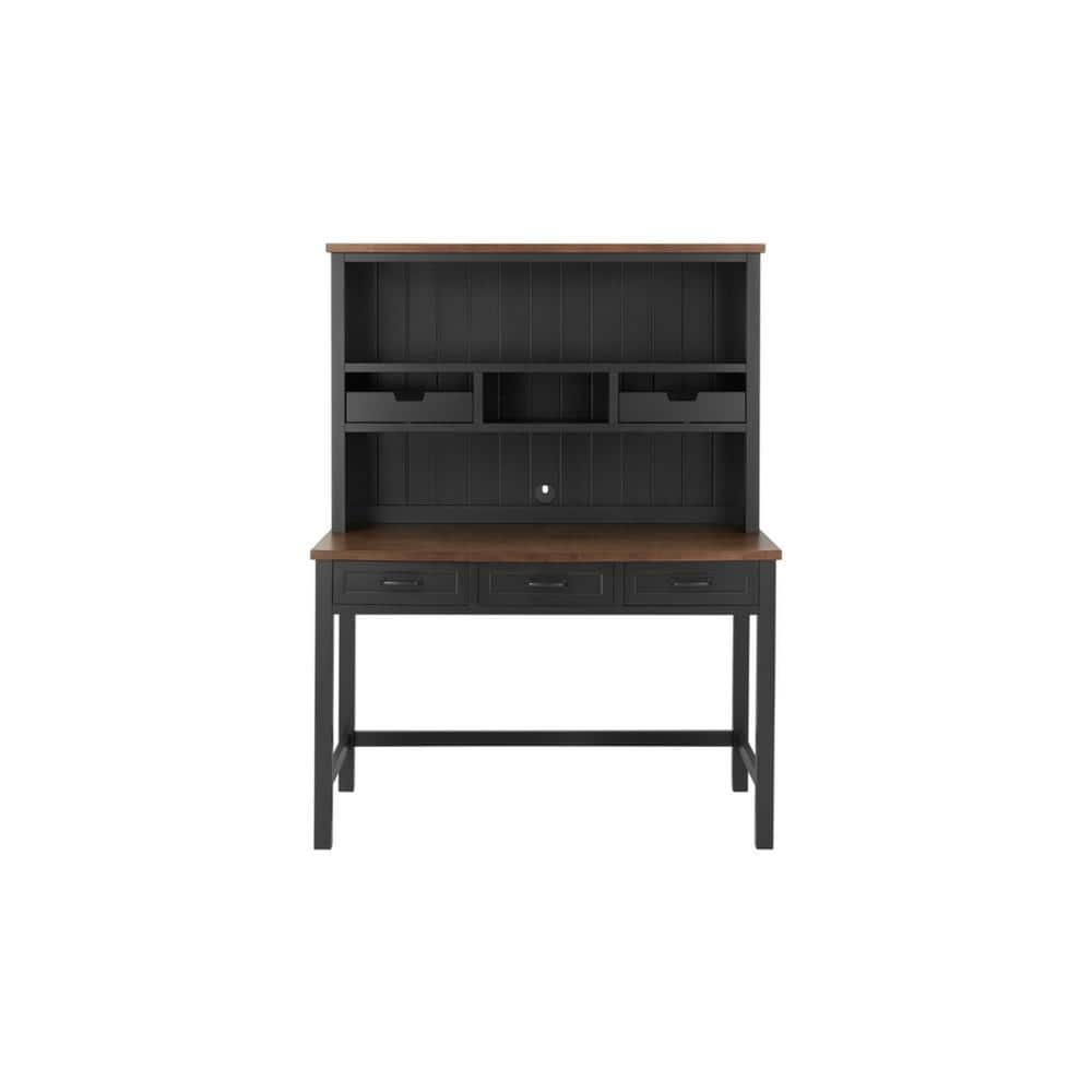 48 Inch Computer Desk with Drawers Power Outlets and 5-Cubby Hutch