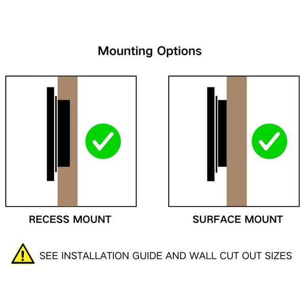 TEHOME 20-in x 30-in Recessed Mount Matt Black Mirrored Arched Medicine Cabinet