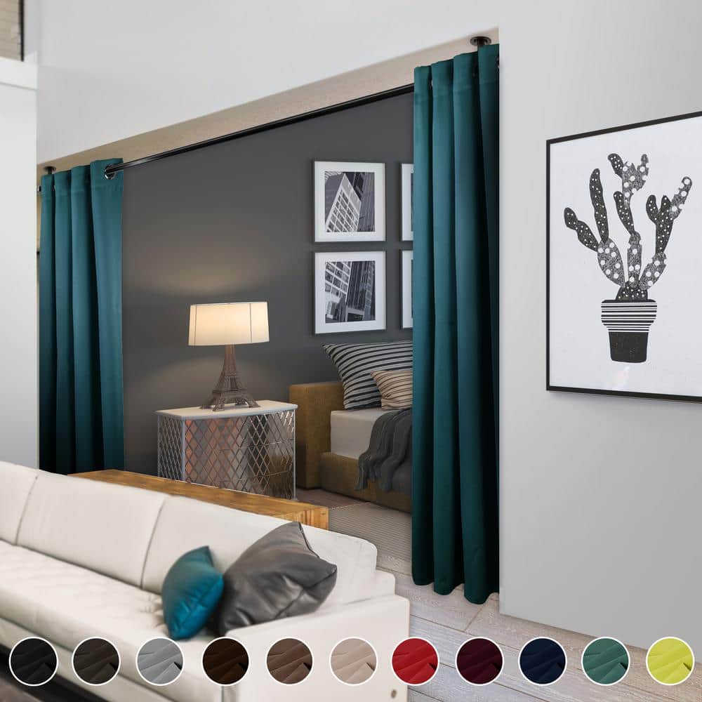 Turquoise Polyester Blackout Grommet Curtain Panel 150" x 108"