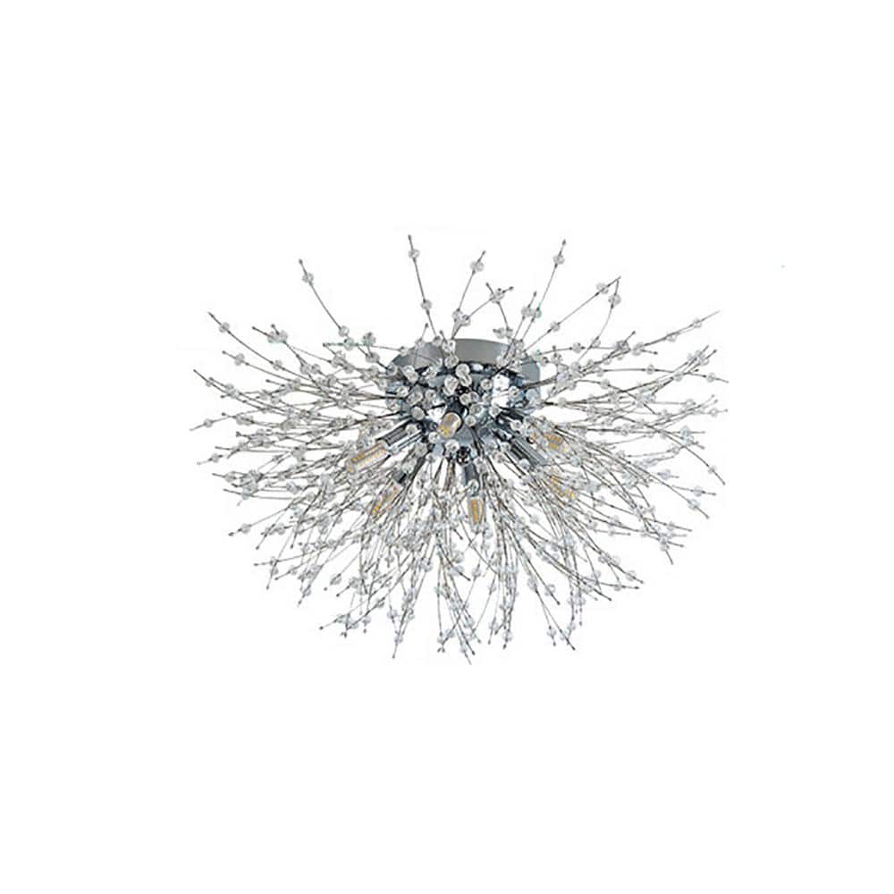 CIPACHO 19.71 in. 6Light Chrome Crystal Flush Mount Ceiling Light