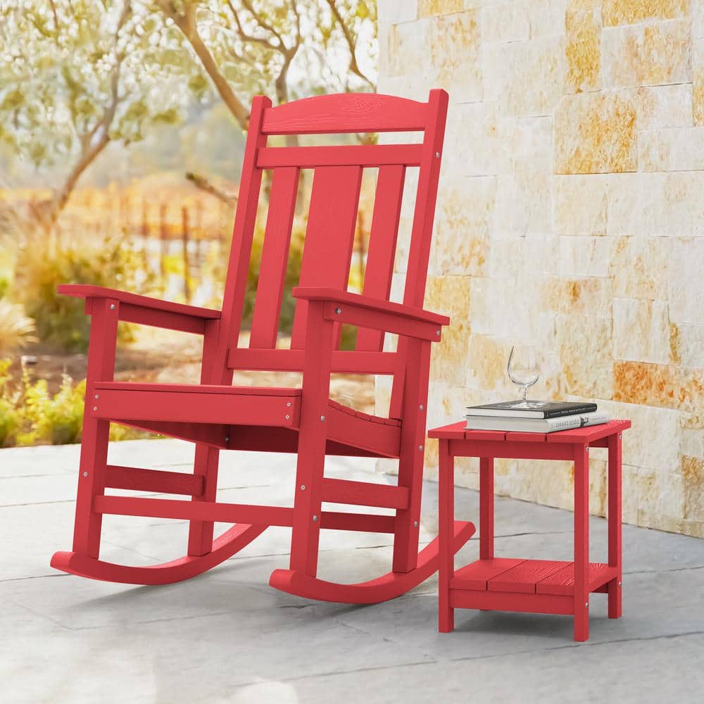 OrangeOne Grant Red Poly All Weather Resistant Plastic Adirondack Porch ...