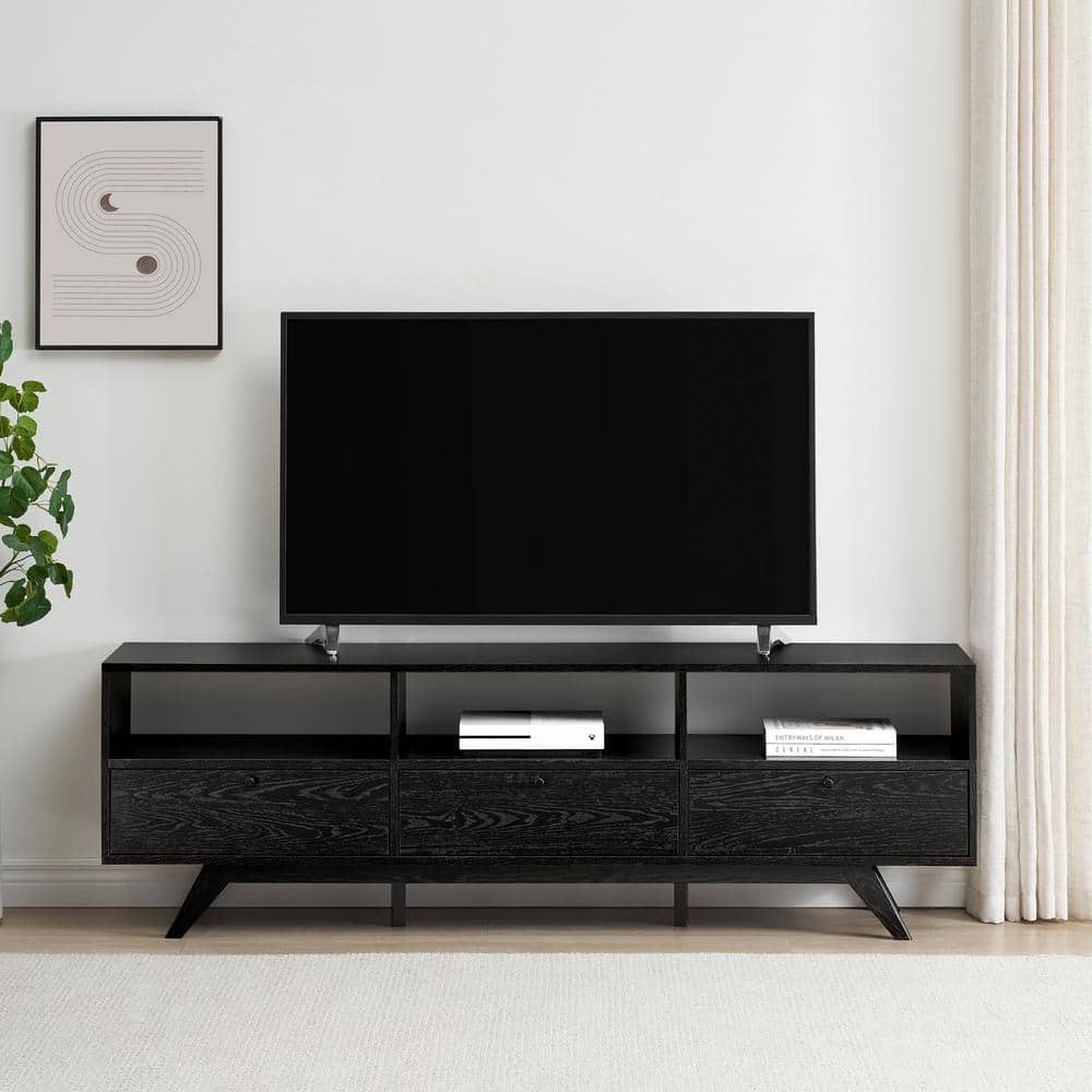 Natural Wood and Black Metal Modern End Table with Drawer