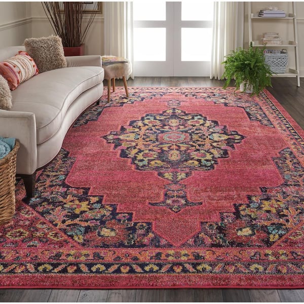 Passionate Pink/Flame 8 ft. x 10 ft. Persian Vintage Area Rug