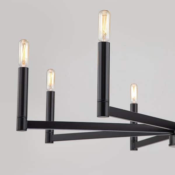 35. 4 in. 8-Light Modern Black Classic Candlestick Chandelier, Farmhouse Pendant for Kitchen Dining Living Room