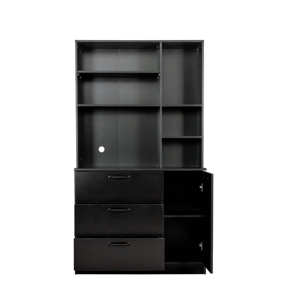 Aoibox Black Large Kitchen Pantry Storage with Drawers & Open