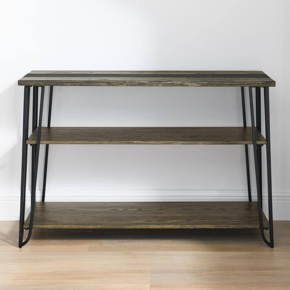 Harper Dark Driftwood Sofa Table with Sintered Stone Inlay