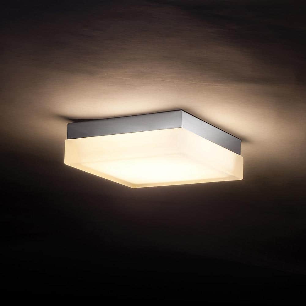 Dice 6" Brushed Nickel LED Flush Mount with Opal Glass