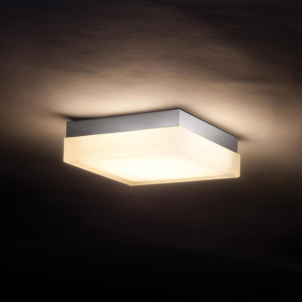 Brushed Nickel 9" LED Flush Mount with Etched Glass