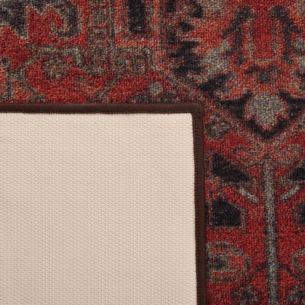 Journey Red and Navy Synthetic Washable Runner Rug