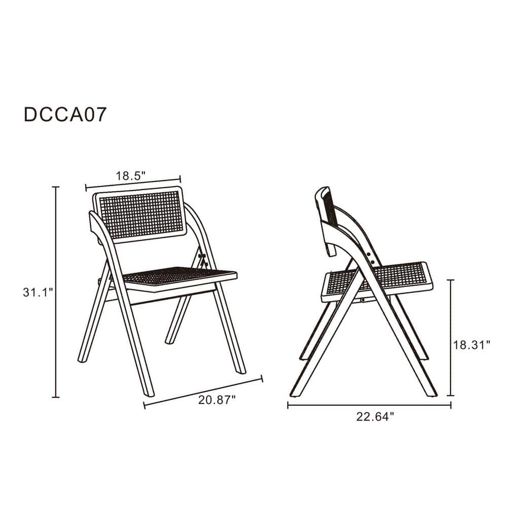 Sleek Black and Natural Cane Folding Side Chair Set