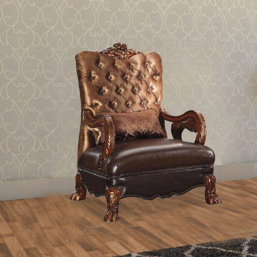 UPC 192551001312 product image for Benjara Brown Faux Leather Accent Chair with Wooden Frame | upcitemdb.com