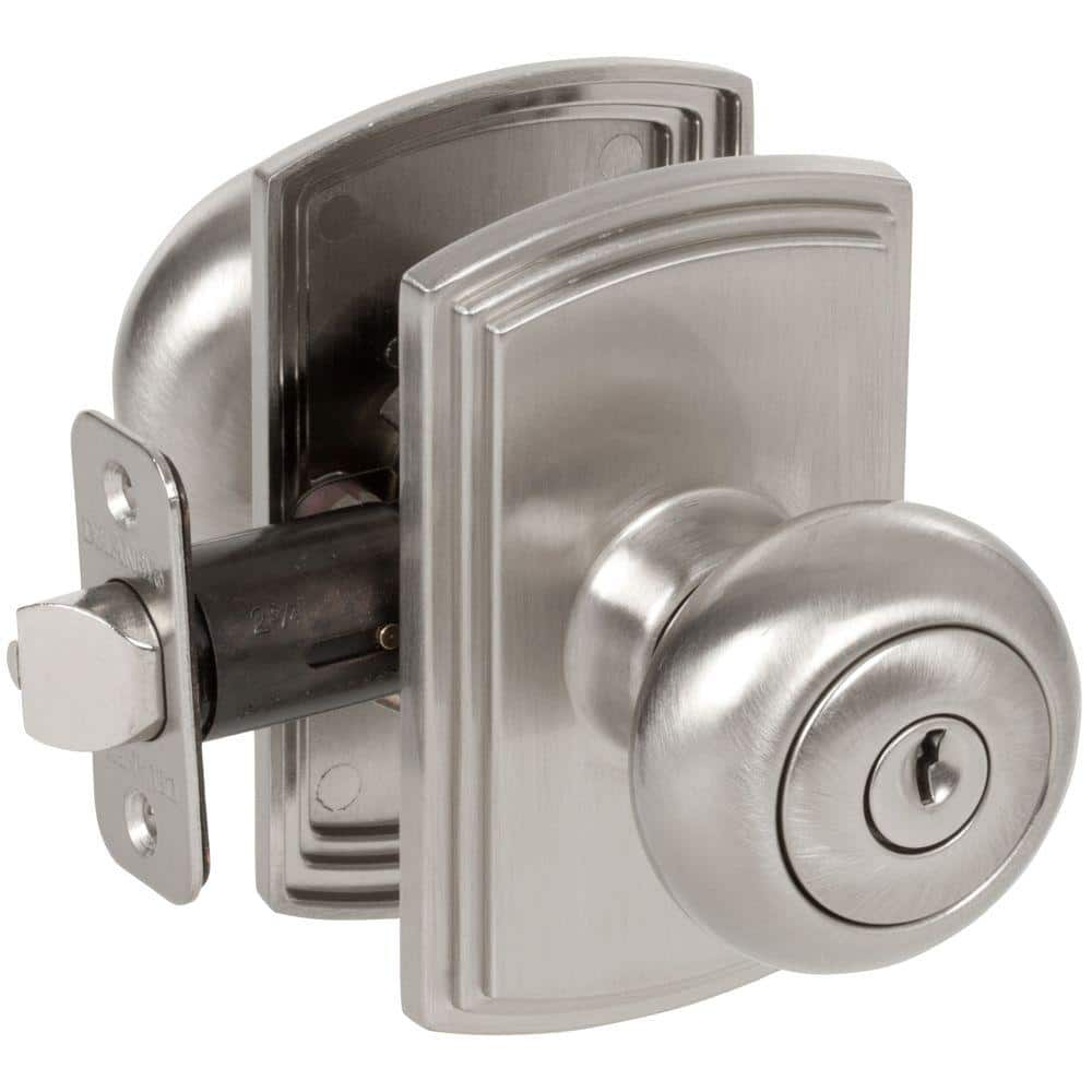 DELANEY HARDWARE Italian Collection Santo Satin Nickel Keyed Entry Door Knob