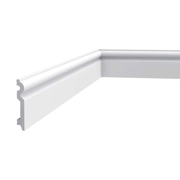 ORAC DECOR 5/8 in. D x 3-7/8in. W x 78-3/4 in. L Primed White High Impact Polystyrene Baseboard Moulding (4-Pack)