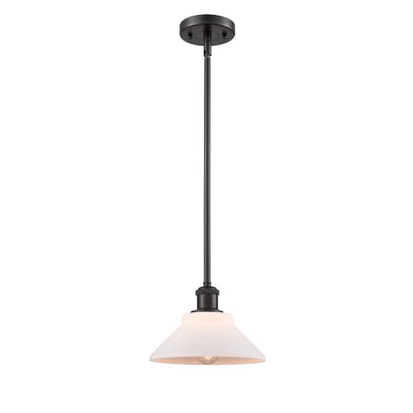 Innovations Orwell 60-Watt 1-Light Oil Rubbed Bronze Shaded Mini Pendant Light with Frosted Glass Shade