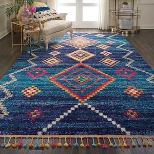 Moroccan Casbah Dark Blue 8 ft. x 11 ft. Moroccan Transitional Area Rug