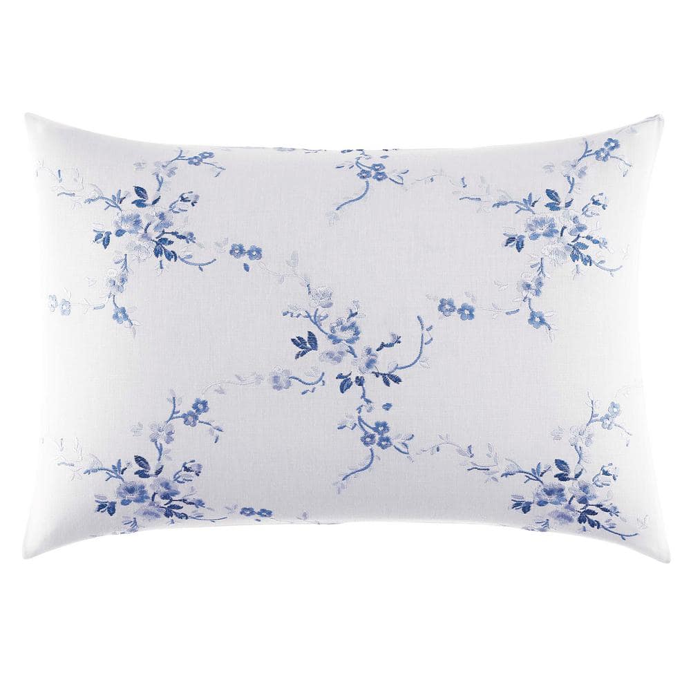 Charlotte Blue/White Floral 100% Cotton Reversible Comforter Set