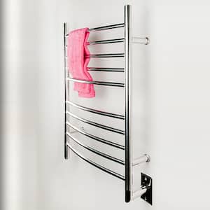Radiant Curved 10-Bar Hardwired Electric Towel Warmer in Polished Stainless Steel