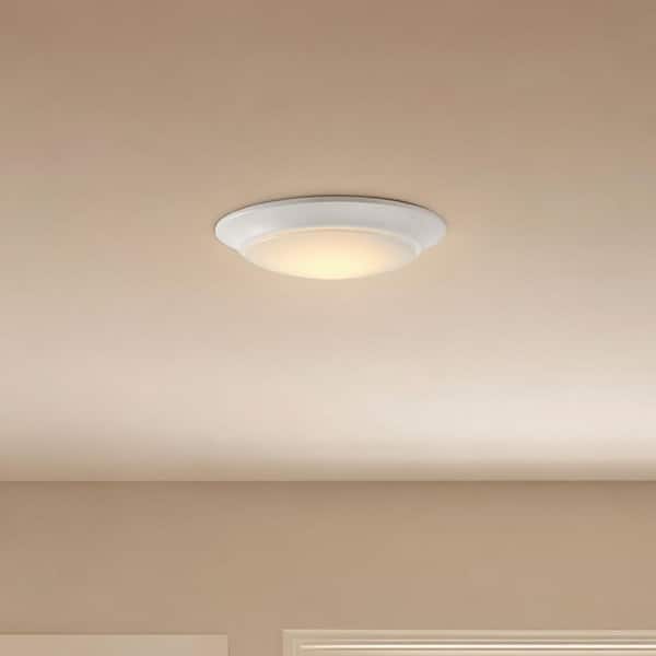 7.5 in. W x 1.3 in. H White Integrated LED Flush Mount Disc Light with Frosted Acrylic Shade