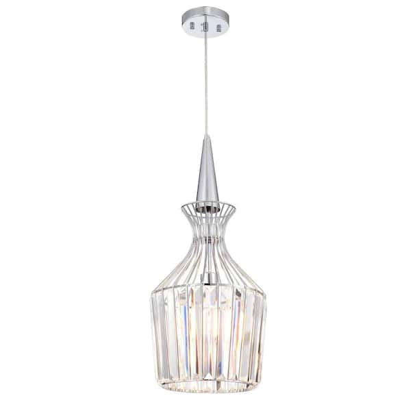 Warehouse of Tiffany Lucent 11 in. 1-Light Indoor Chrome Finish Pendant Chandelier