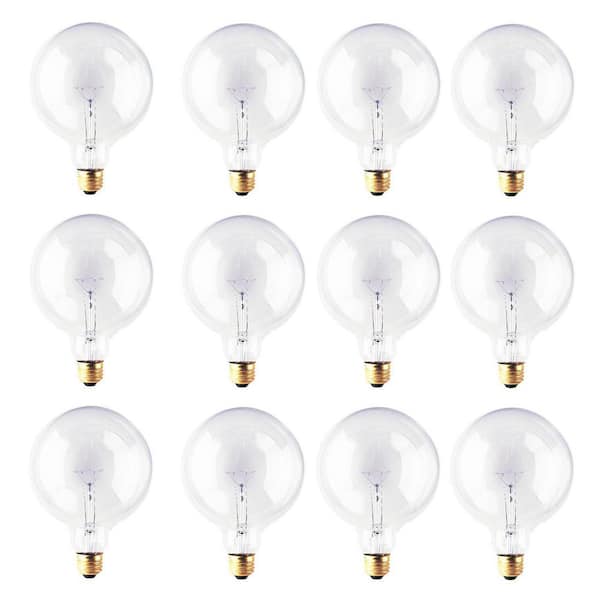 25-Watt Warm White Light G40 (E26) Medium Screw Base Dimmable Clear Incandescent Light Bulb, 2700K (12-Pack)