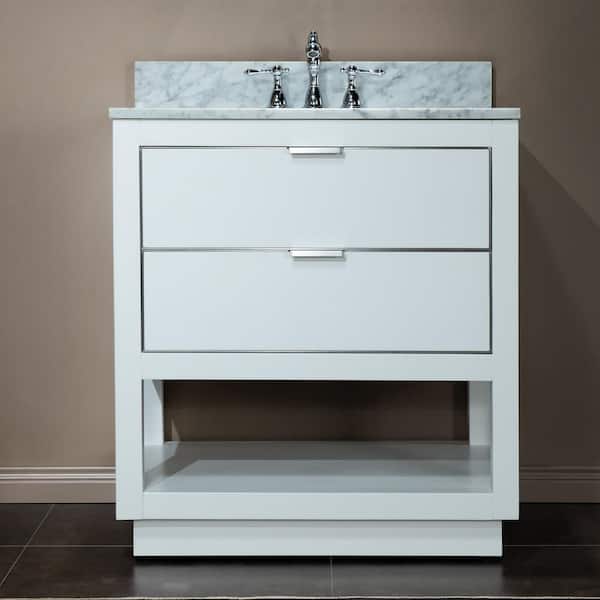 Venice 31 in.W x 22 in.D x 38 in.H Bath Vanity in White with Marble Vanity Top in White with White Sink
