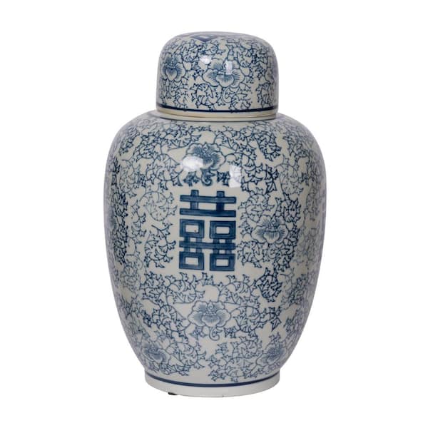 Blue, White Large Berit Lidded Jar