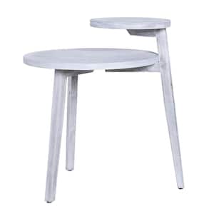 20 in. Washed Grey Round Wood End Table