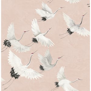 Windsong Pink Crane Pink Wallpaper Sample