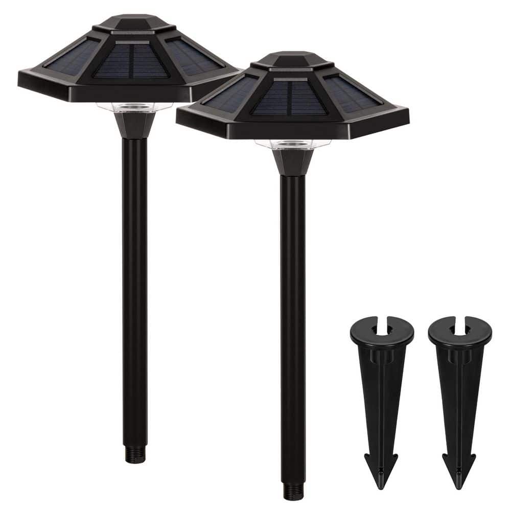 GIGALUMI Black Warm White Solar LED Waterproof Path Light 2-Pack P-SL-2BW-WH1