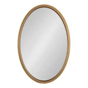 Hogan 24.00 in. W x 36.00 in. H Gold Oval Farmhouse Framed Decorative Wall Mirror