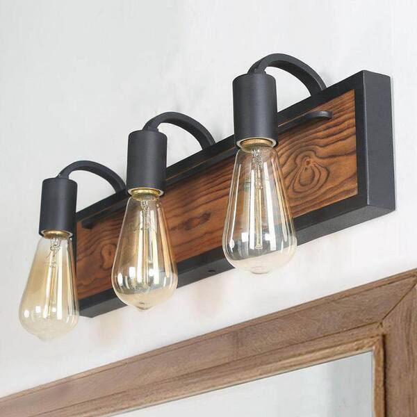 LNC Modern Industrial Matte Black Bathroom Pipe Vanity Light Rustic 3
