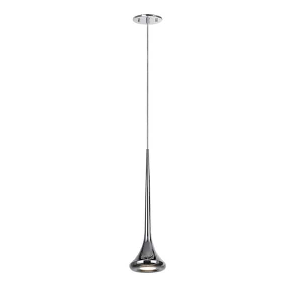 1-Light Chrome Integrated LED Mini Pendant with Metal Shade