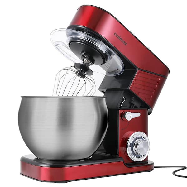 JEREMY CASS 6.5 Qt. 3-Speed Wine Red Stand Mixer with Stainless Steel Bowl, Dough Hook, Mixing Beater and Whisk, Splash Guard