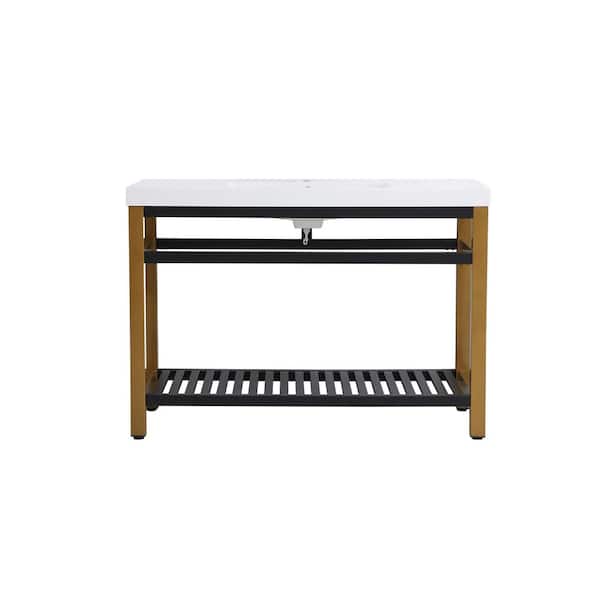 Unbranded Timeless Home 48 in. W x 22 in. D x 34 in. H Single Bathroom Vanity in Golden Black with White Resin Top and White Basin