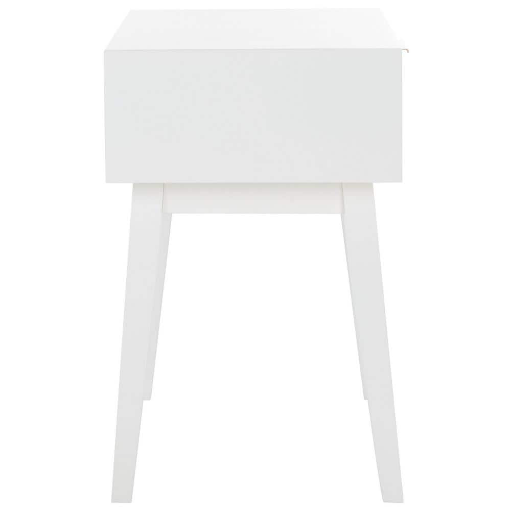 White Wood and Metal Retro Accent Table with Storage