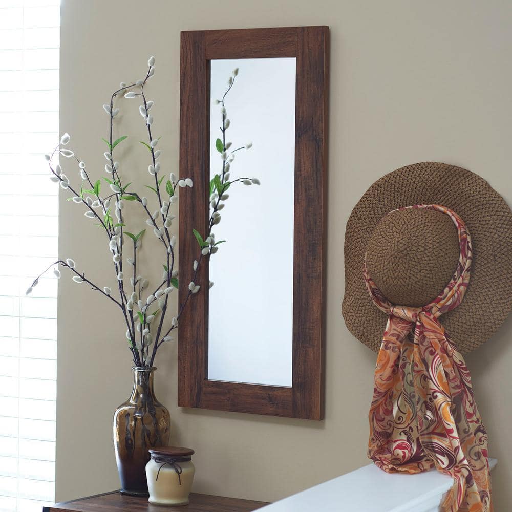 Rustic Hickory Full Length Rectangular Wood Wall Mirror