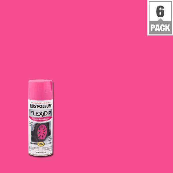 Rust-Oleum FlexiDip 11 oz. Matte Bright Pink Removable Rubber Coating Spray Paint (6-Pack)