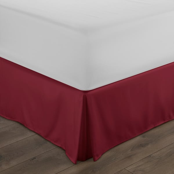 14" DROP SOLID EASY FIT SET UP PLEATED CORNERS 1 PC BED SKIRT BRICK KING 