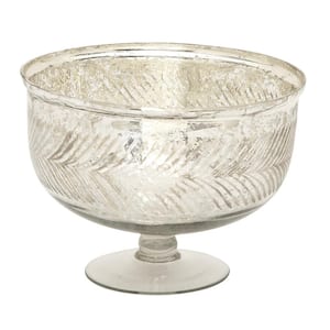 8 in. Silver Handmade Glass Decorative Bowl