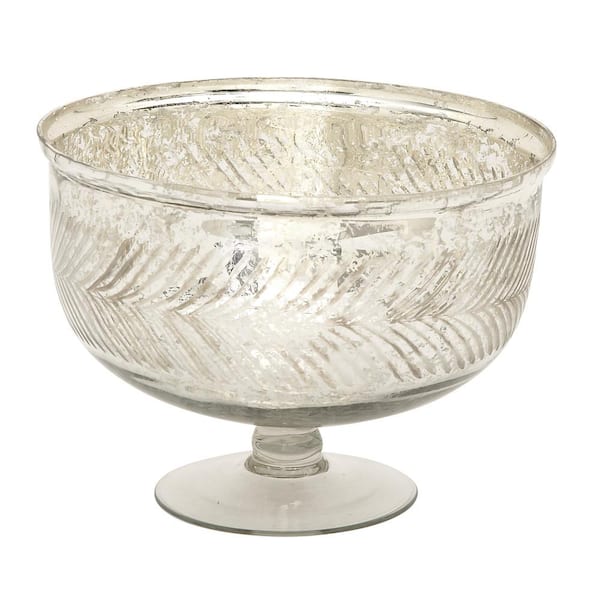 Litton Lane 8 in. Silver Handmade Glass Decorative Bowl
