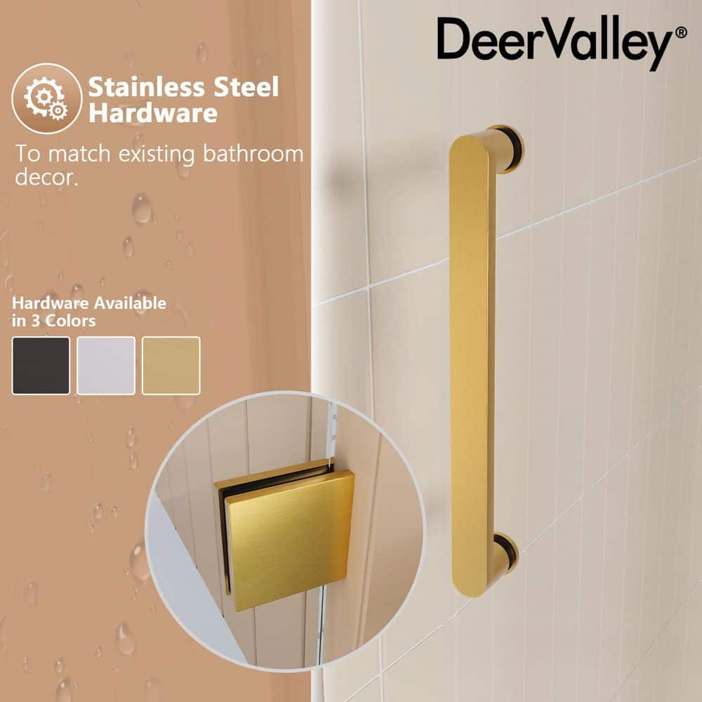 Concord 60" Gold Frameless Sliding Shower Door with Tempered Glass