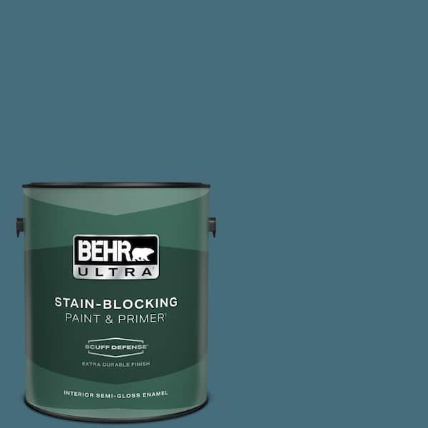 BEHR ULTRA 1 gal. #S480-6 Poseidon Extra Durable Semi-Gloss Enamel Interior Paint & Primer