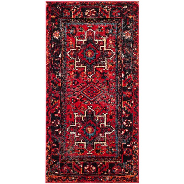 SAFAVIEH Vintage Hamadan Red/Multi Doormat 3 ft. x 5 ft. Floral Border Area Rug