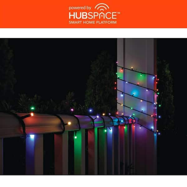 100-Light 40 ft. Indoor/Outdoor Plug-In Integrated LED RGB Color Changing Novelty String Light Powered by Hubspace